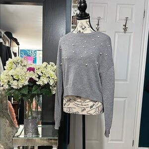 H&M Light Gray Sweater with Pearl Details